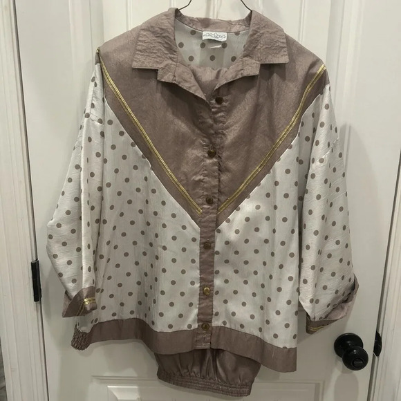 VTG Park Place Embellished Windbreaker Suit Track Jacket With Pants Size XL - Picture 2 of 7